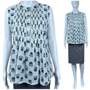 Roberta Roller Rabbit Floral Print Tunic Top Pintuck Ruffles Small Cottagecore